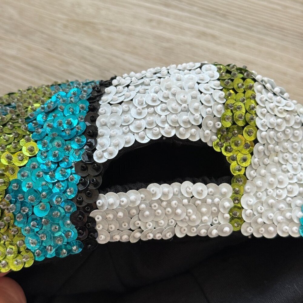 Vintage Sequin Baseball Cap Mosaic Colorful Hat 80s 90s - Picture 7 of 11